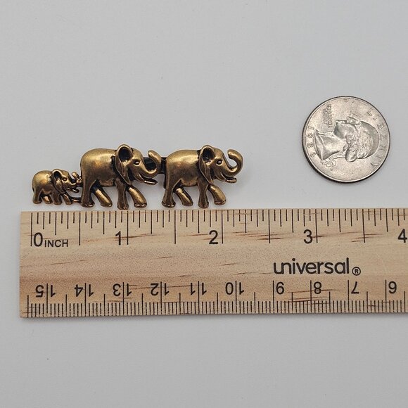 Elephant 3pc Lot Set Brooches Gold Toned Rhinestone Figural Pin Safari Animals - Picture 7 of 15